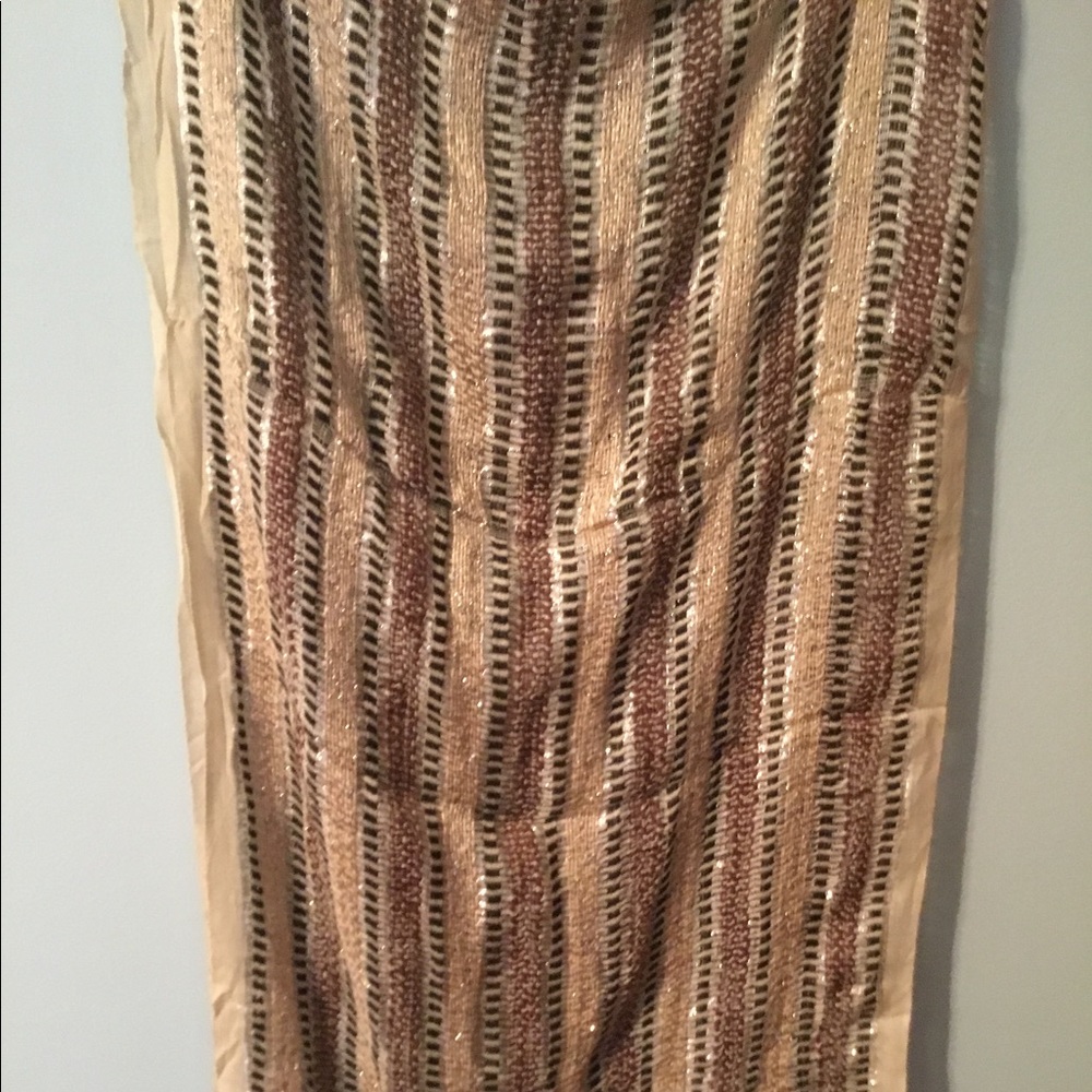 Infinity scarf neutral colors with metallic accent